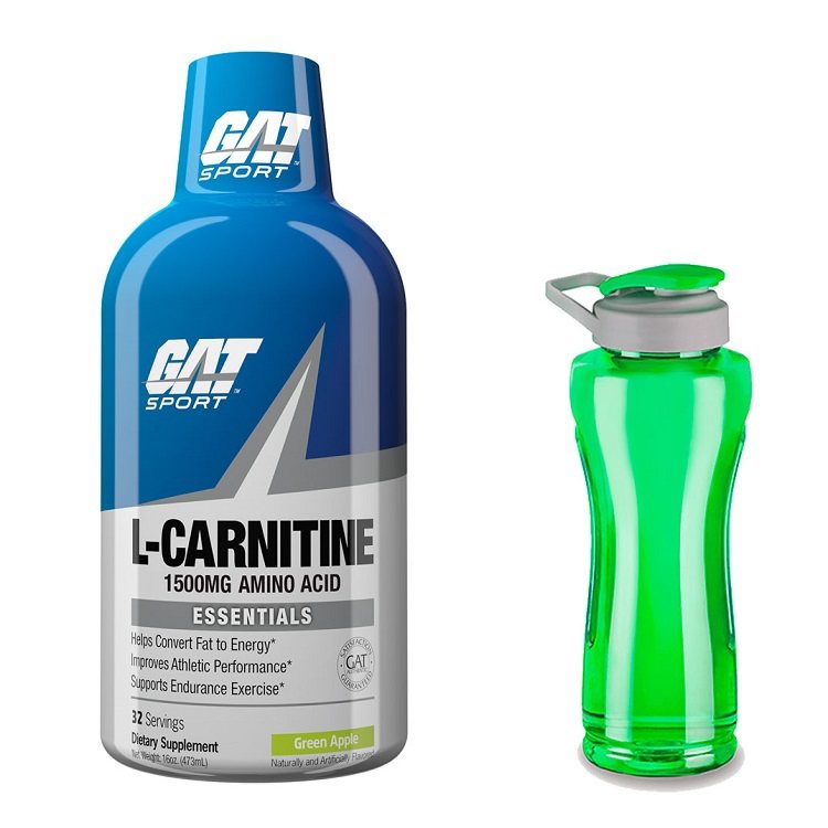 L-Carnitina Liquida GAT 473ml 32 Servicios - Sabor GREEN APPLE - y Cilindro GRATIS
