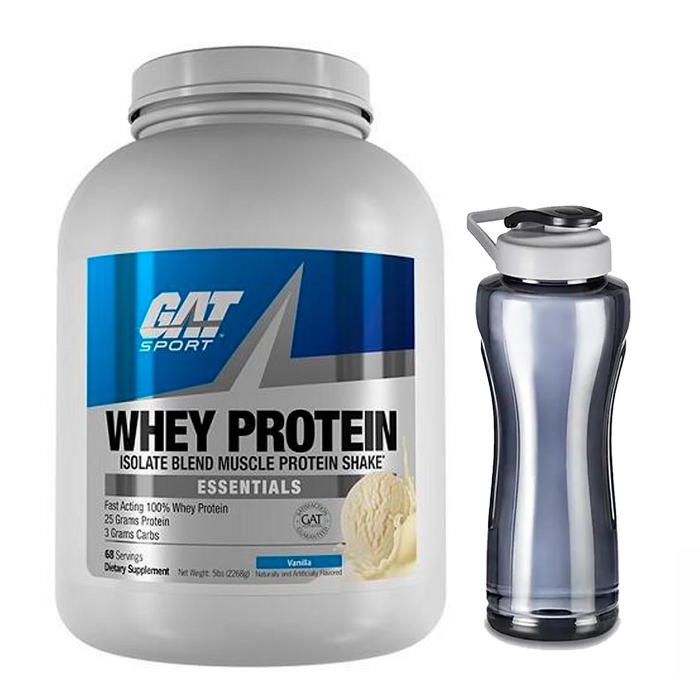 Proteina GAT Whey Protein 5 lbs 68 Servicios - Sabor VAINILLA - y Cilindro GRATIS