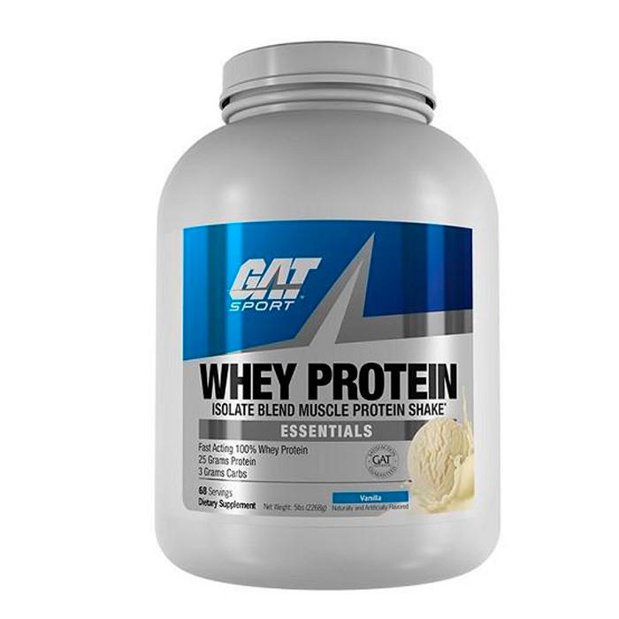 Proteina GAT Whey Protein 5 lbs 68 Servicios - Sabor VAINILLA - y Cilindro GRATIS
