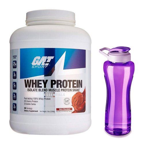 Proteina GAT Whey Protein 5 lbs 68 Servicios - Sabor CHOCOLATE - y Cilindro GRATIS