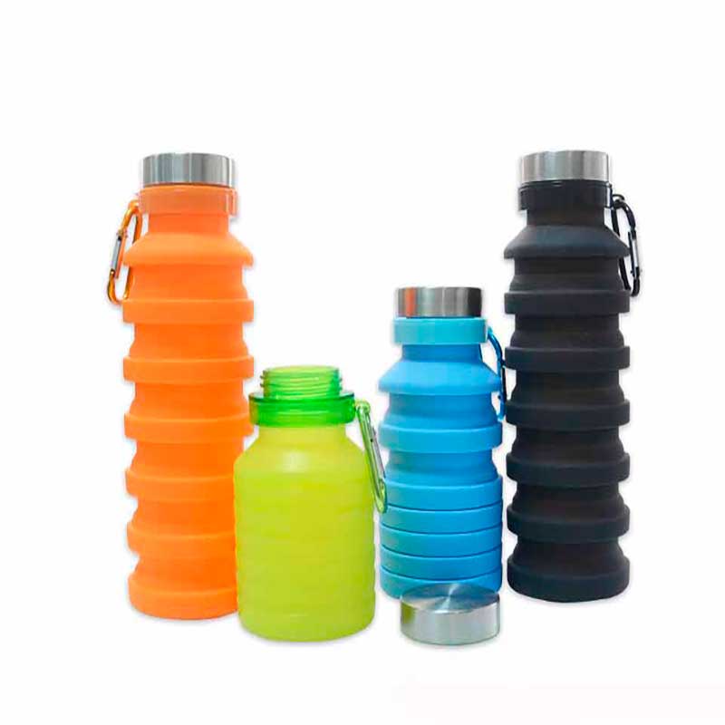 Botella plegable de silicón de grado alimenticio 550 ml portátil