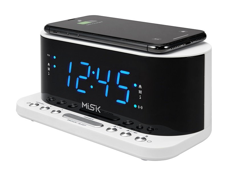 Radio reloj Despertador Misik MR486 Cargador Inalámbrico Smartphones
