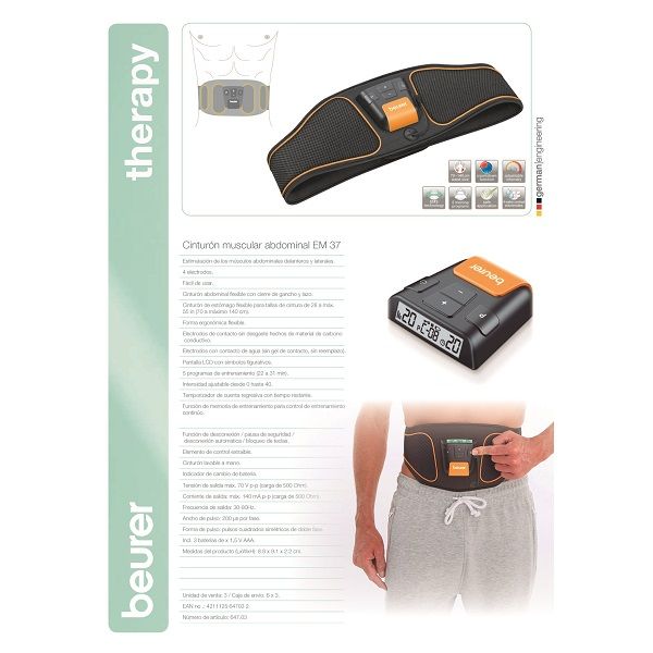 Cinturon estimulador de los musculos abdominales Beurer EM37