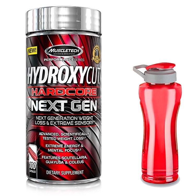 Hydroxicut Hardcore Next Generation Muscletech 100 capsulas y Cilindro GRATIS