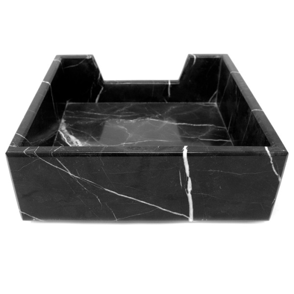 Servilletero cuadrado de Mármol Natural, Gris Mazahua / Servilltero de mesa / Servilletero para Cocina, Hogar, Restaurante y Bar / Dispensador de Servilletas