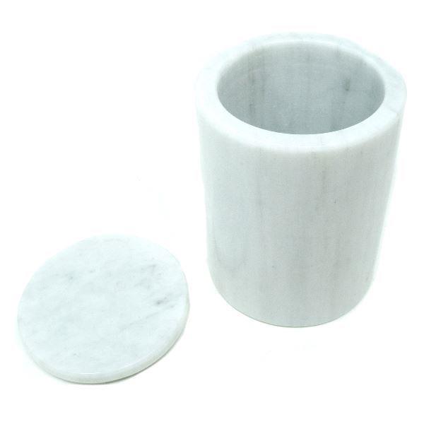 Vaso para Cotonetes de Mármol Natural / Dispensador para Cotonetes / Contenedor para Cotonetes / Accesorio de Baño / Accesorio de Tocador / Caja para almacenar Cotonetes