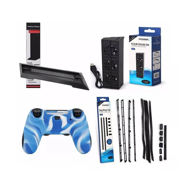 Ps4 Slim Combo Pack Enfriador + Cubre Polvo + Funda + Base