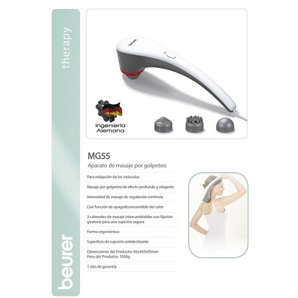 Aparato Masaje Golpeteo Ergonómico 3 Accesorios Beurer MG55.