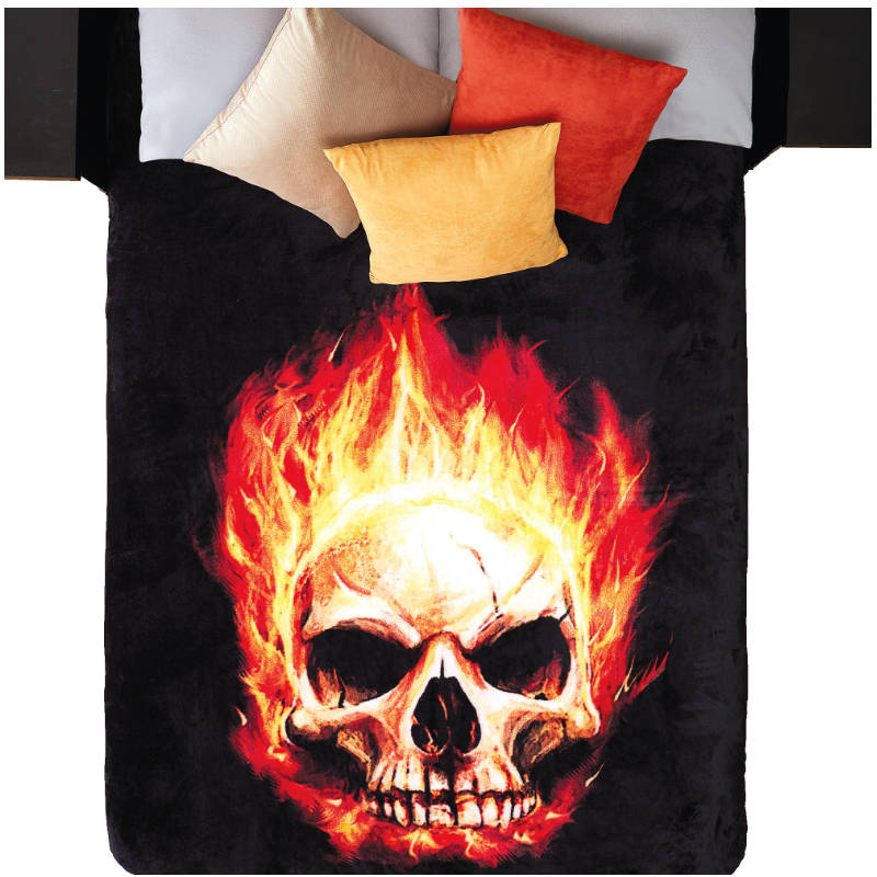 Frazada  Matrimonial Negro  Skull Calavera Elefantito Hogar