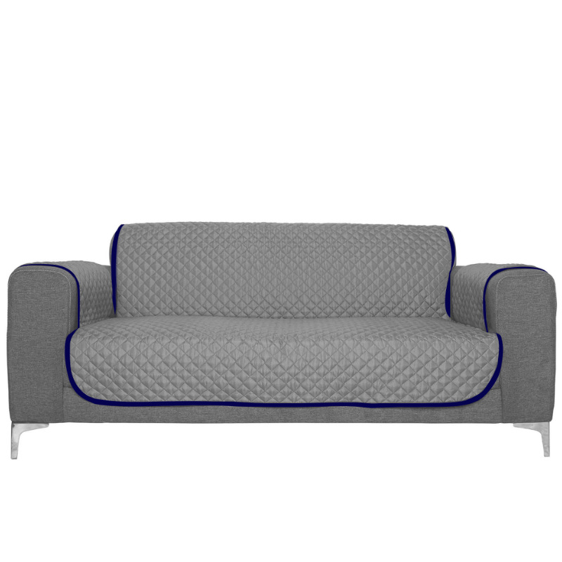 Protector De Sillon Vento 3 Plazas Plata / Azul Marino Elefantito Hogar