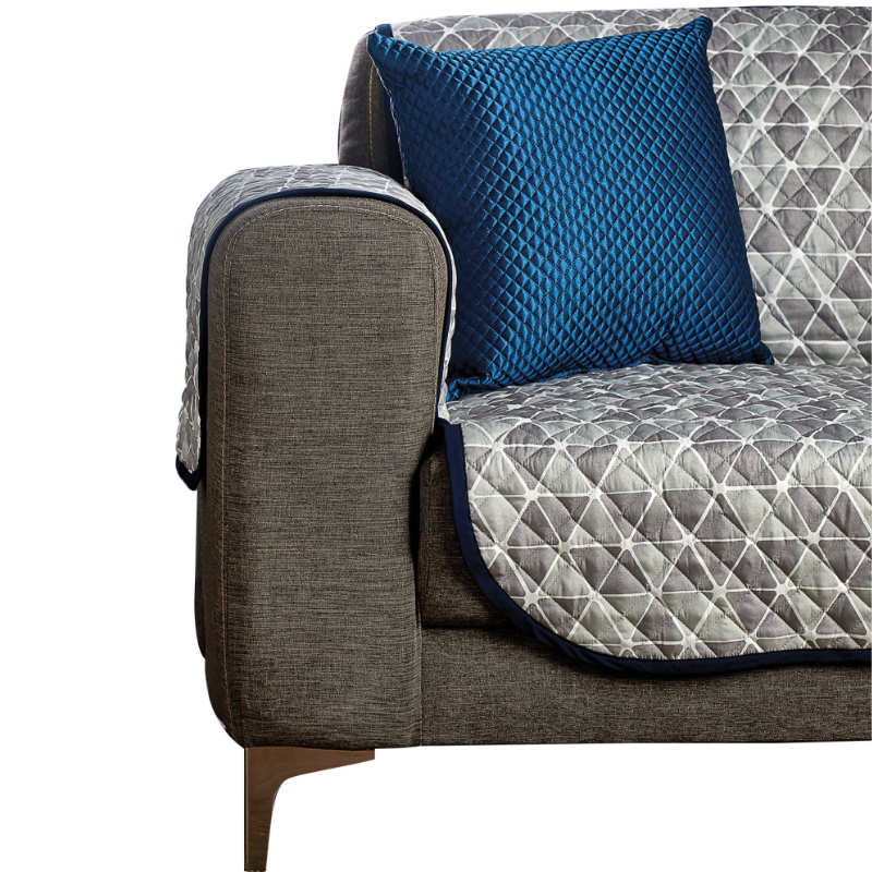 Protector De Sillon Bruselas 1 Plaza Azul / Gris Elefantito Hogar