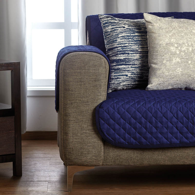 Protector De Sillon Bruselas 1 Plaza Azul / Gris Elefantito Hogar