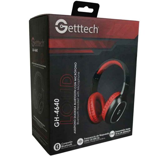 Diadema GETTTECH Bluetooth 3.0 Stereo con Microfono Rojo GH-4640R 