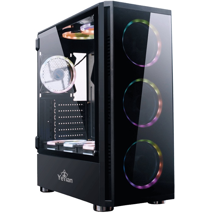 Gabinete YeYian SHADOW 2200 3 Ventiladores LED RGB Vidrio Templado YGS-68808