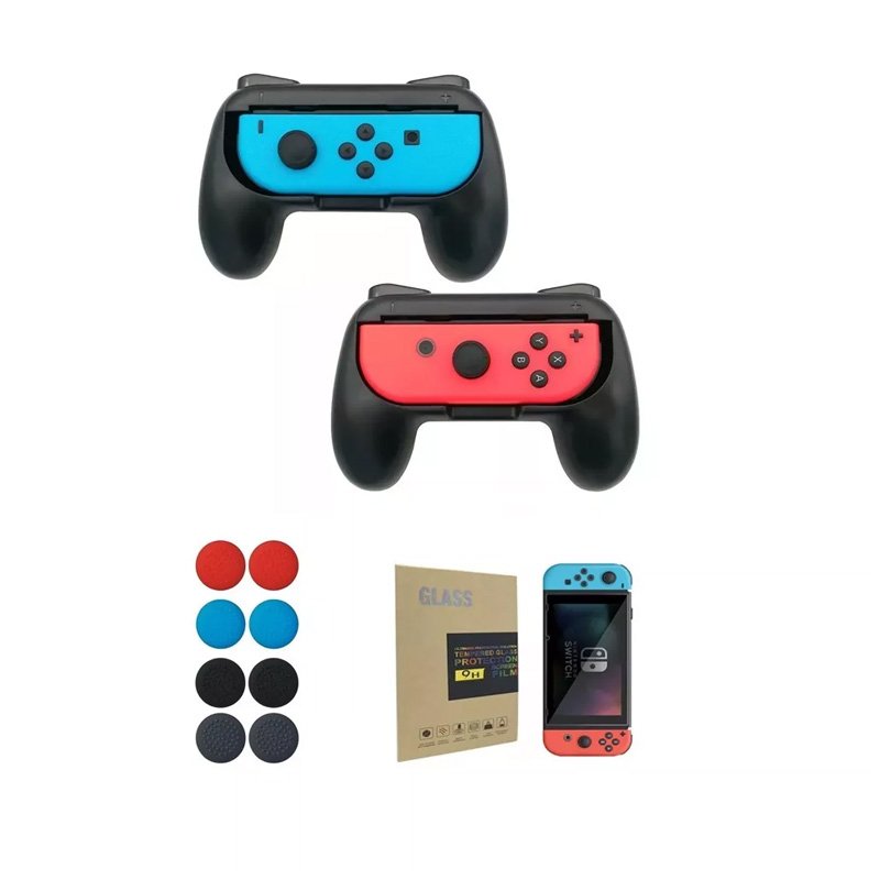Combo Nintendo Switch Grips 2 Joy-con + Mica + Gomitas