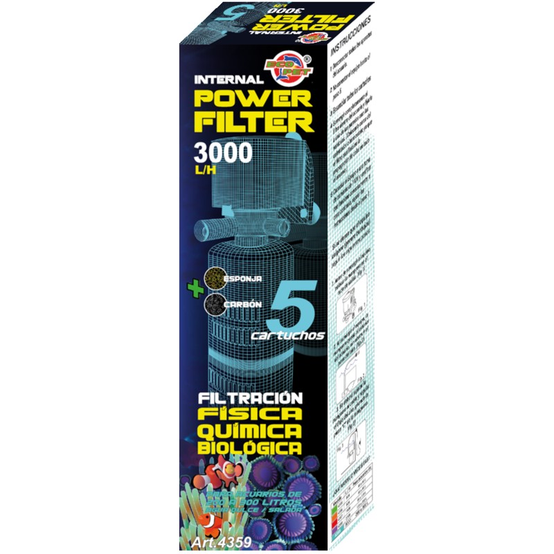 Filtro Interno Pecera Acuario 3000 L/h 200-300 L 4359