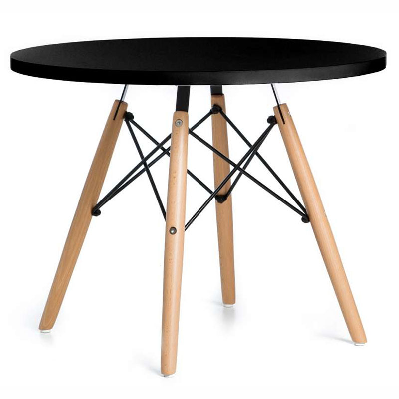 Mesa Redonda Eames Negra Minimalista Moderna Vintage Madera Comedor