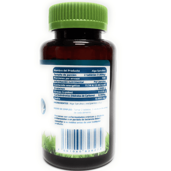 Suplemento alimenticio Alga Spirulina 200 tabletas