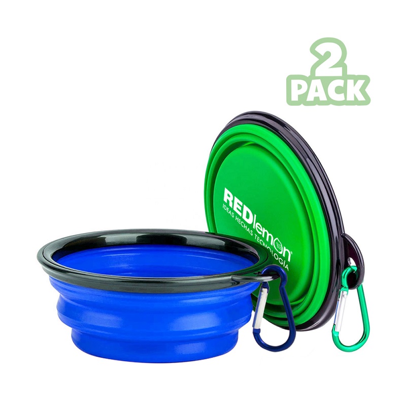 Redlemon Platos Para Perro Plegables Portátiles Silicón Expandible 2 Piezas