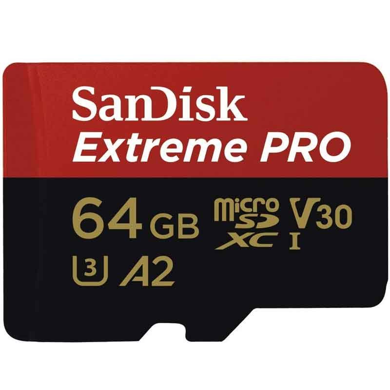 Memoria Micro SD 64GB Sandisk Extreme PRO A2 U3 V30 Clase 10 SDSQXCY-064G-GN6MA 