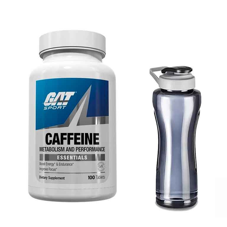 Caffeine Gat Cafeina 200mg 100 tabletas Reductor de Grasa  y Cilindro Gratis
