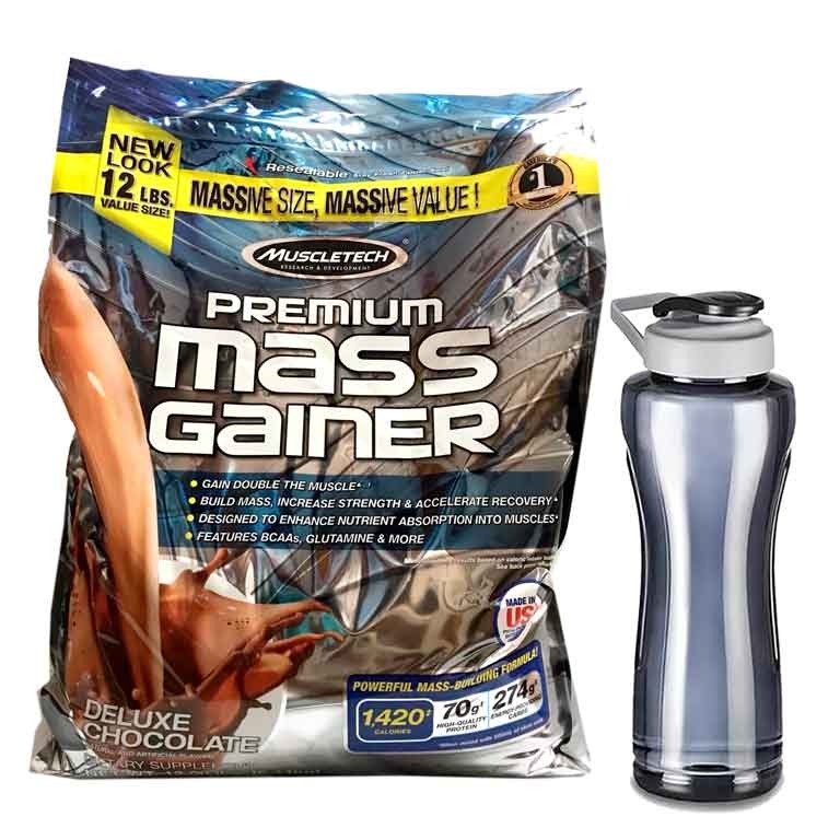 Proteina Muscletech PREMIUM MASS GAINER 12 lbs - Sabor CHOCOLATE - y Cilindro Gratis
