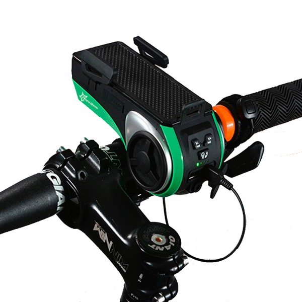 Soporte Para Celular Con Bocina Multifuncional Bluetooth Para Bicicleta Color Verde con Negro