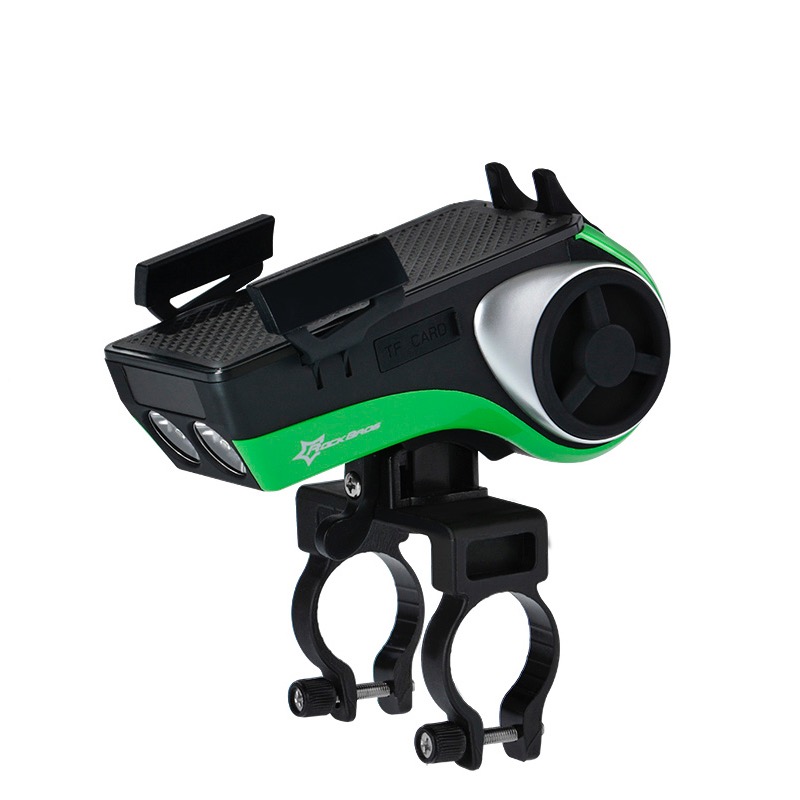 Soporte Para Celular Con Bocina Multifuncional Bluetooth Para Bicicleta Color Verde con Negro