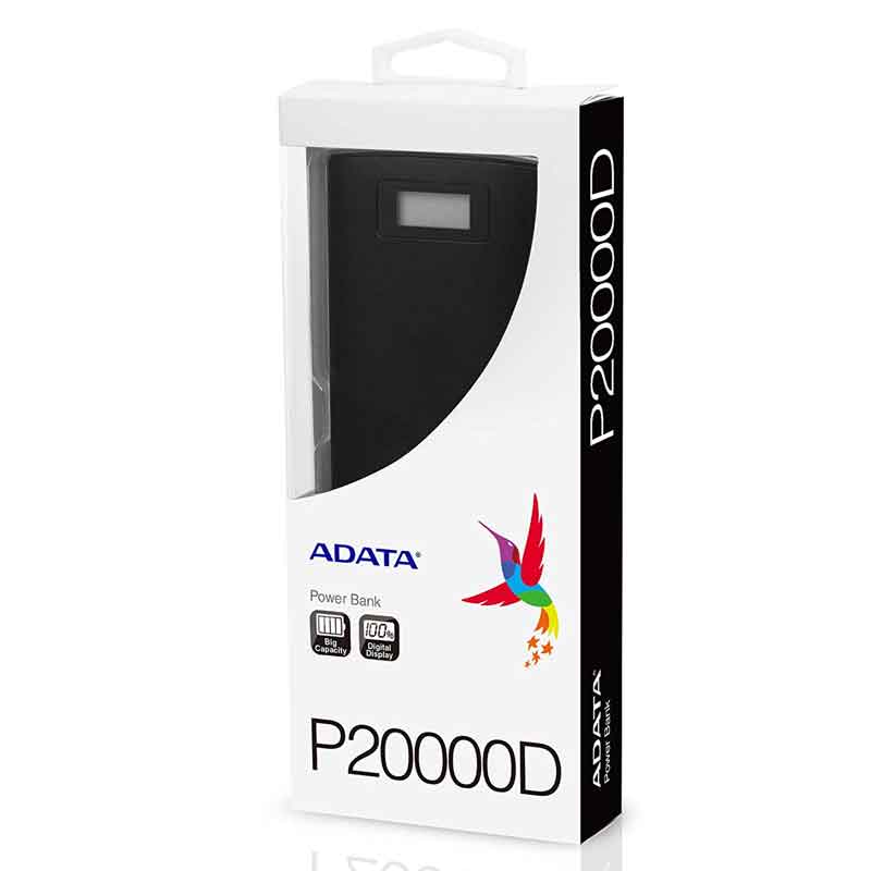 Power Bank 20000MAH ADATA P20000D Bateria Portatil AP20000D-DGT-5V-CBK 