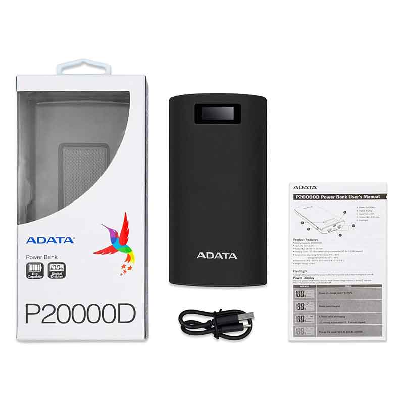 Power Bank 000mah Adata P000d Bateria Portatil Ap000d Dgt 5v Cbk