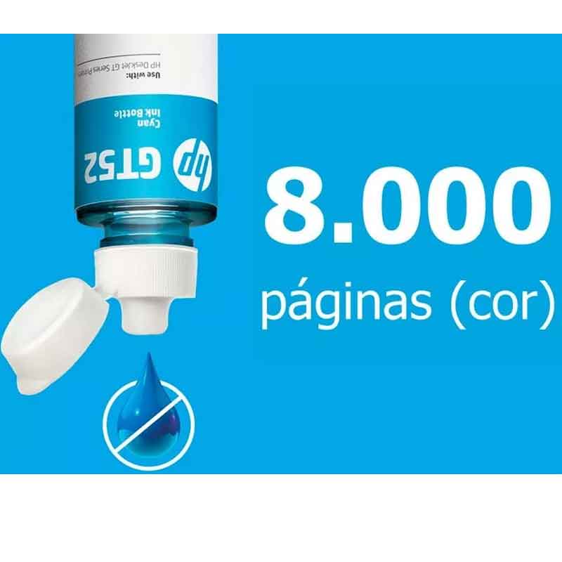 Botella de Tinta HP GT52 Ink Tank 100 300 400 Smart Tank 500 600 Cyan 70ml M0H54AL 