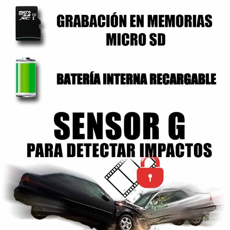 Dvr Grabador Vehiculo Auto 2 Camaras Reversa microSD Full HD