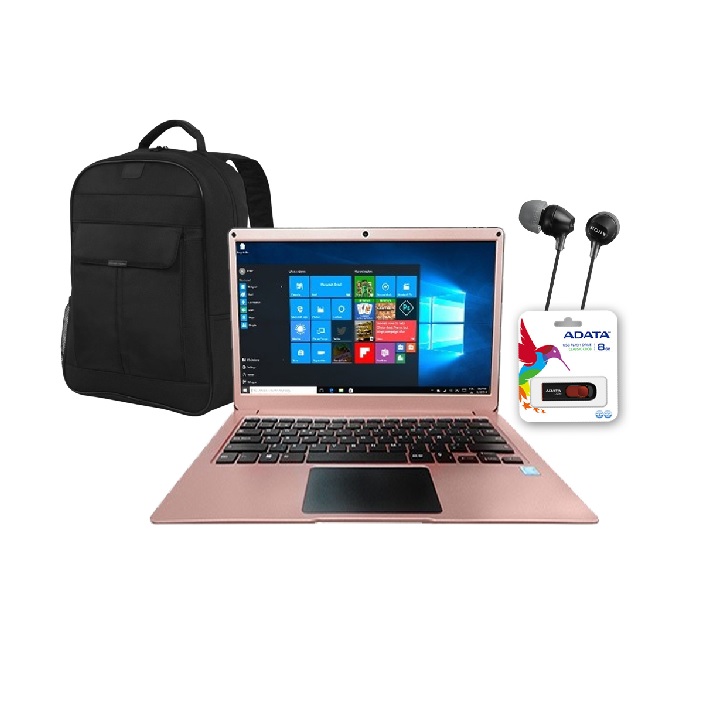 Laptop Hyundai Thinnote Pentium 4GB Ram 32GB 14 pulgadas Windows 10 ROSE GOLD + MOCHILA + AUDIFONOS  + USB DE 8GB