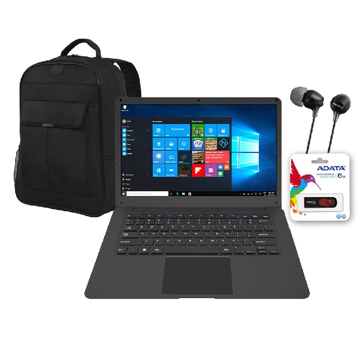 Laptop Hyundai Onnyx II Pentium 4GB RAM 500GB 14 pulgadas Windows 10 NEGRA + MOCHILA + AUDIFONOS + USB DE 8GB