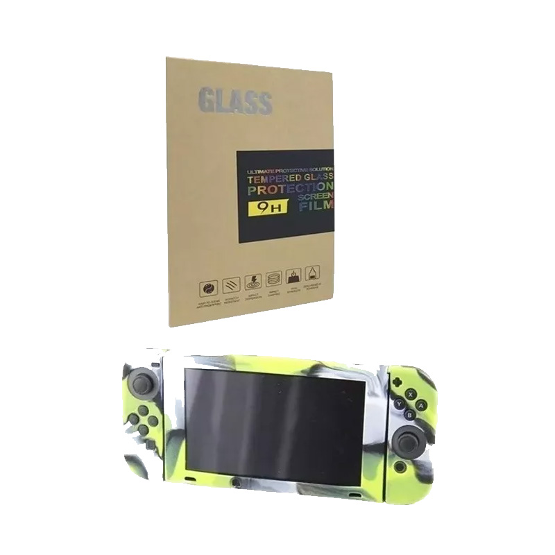 Combo Nintendo Switch Funda Camuflaje Verde Y Mica Templada