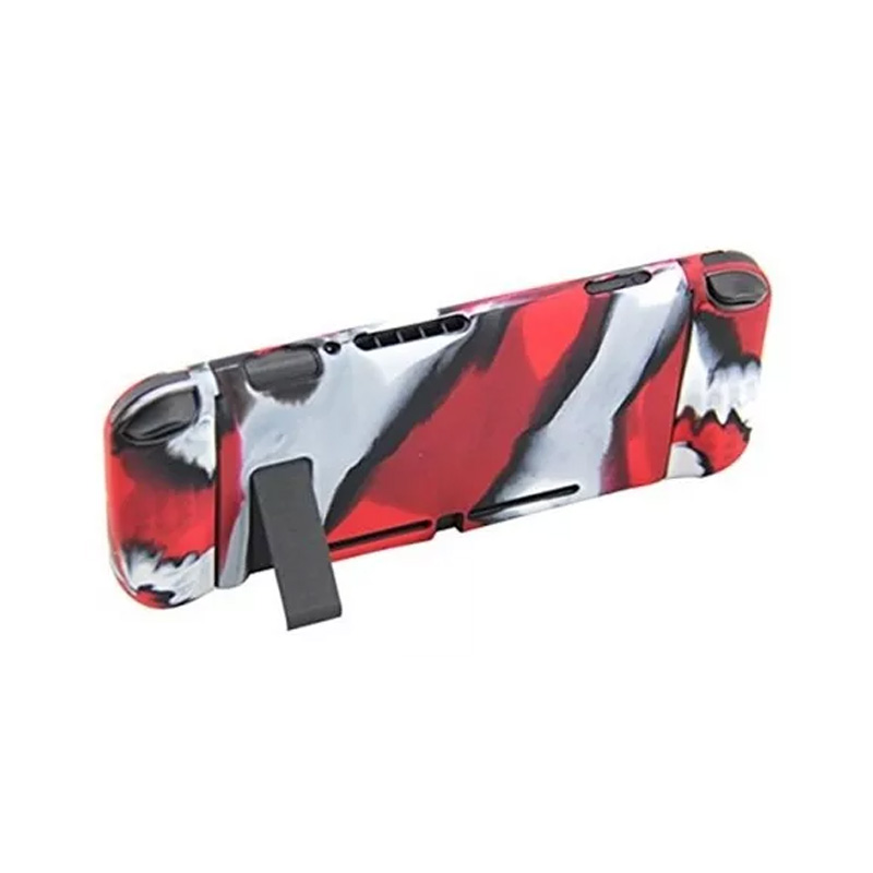 Combo Nintendo Switch Funda Camuflaje Roja Y Mica Templada