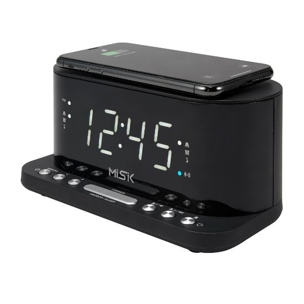 Radio Reloj Despertador MISIK MR486K Negro Con cargador Inductivo Inalambrico