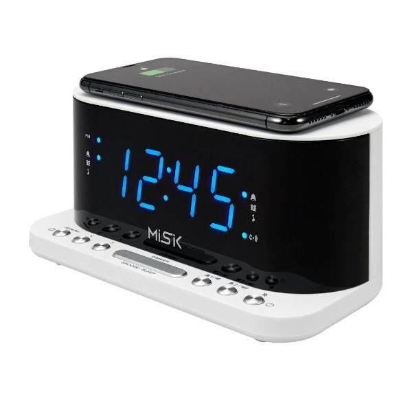 Radio Reloj Despertador MISIK MR486W Blanco Con cargador Inductivo