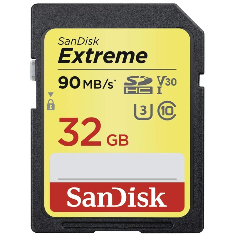 Tarjeta SD 32GB Sandisk Extreme Clase 10 U3 V30 90 MB/s SDSDXVE-032G-GNCIN 