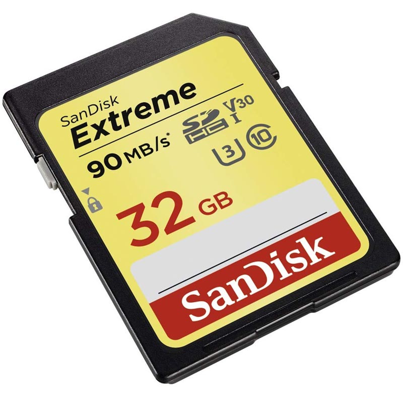 Tarjeta SD 32GB Sandisk Extreme Clase 10 U3 V30 90 MB/s SDSDXVE-032G-GNCIN 