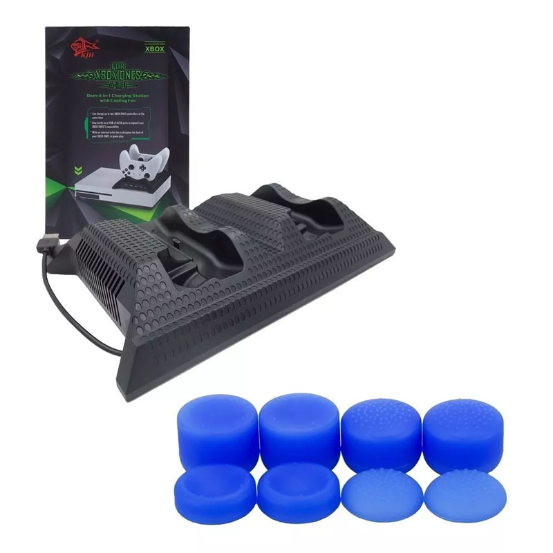 Xbox One S Base Enfriadora Cargadora + Gomitas Profesionales Azules