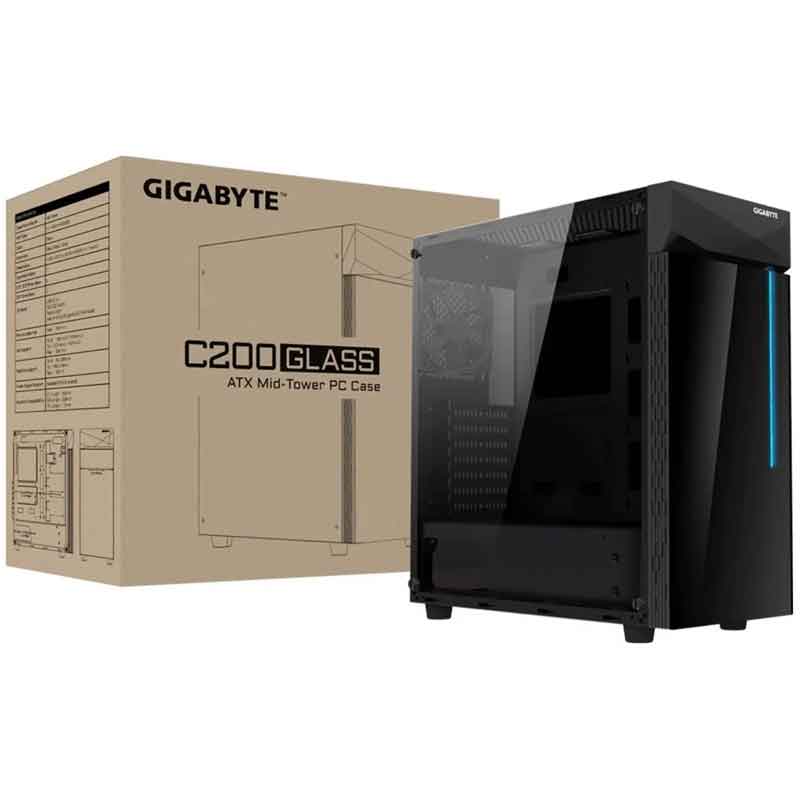 Gabinete GIGABYTE C200 GLASS 1 Fan Cristal Templado USB 3.0 RGB ATX 