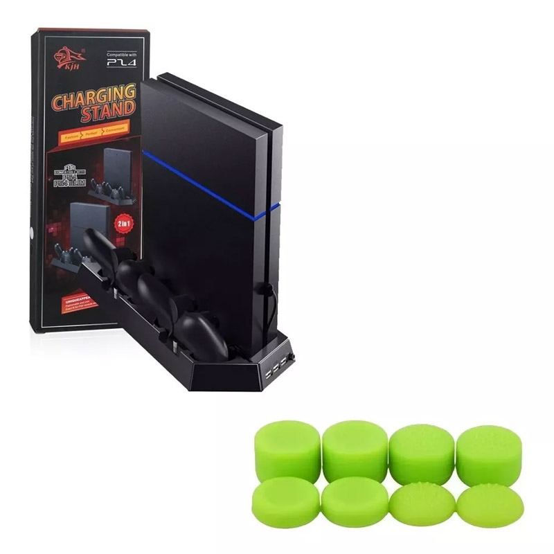 Ps4 Slim Base Vertical Enfriadora + Gomitas Profesionales Verdes