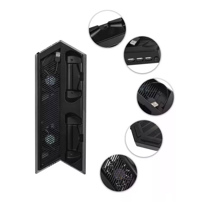 Ps4 Pro Base Vertical Enfriadora 2 Puertos Carga + Grips Pro Negras