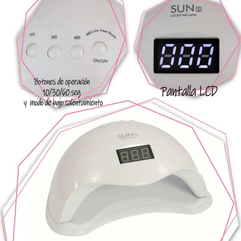 Lampara Uv Uñas Profesional Digital Gelish Spa 48 Watts Led.