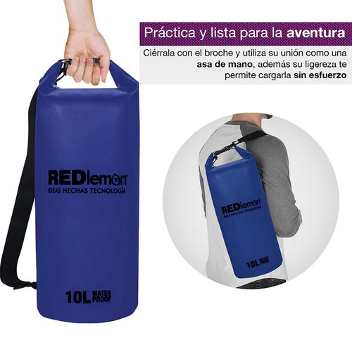 Redlemon Ocean Bag: Bolsa Impermeable Portátil Enrollable, Ligera y Resistente, Deportiva, Ideal para Kayak, Canotaje, Senderismo, Campamento y Playa. Capacidad 10 Litros