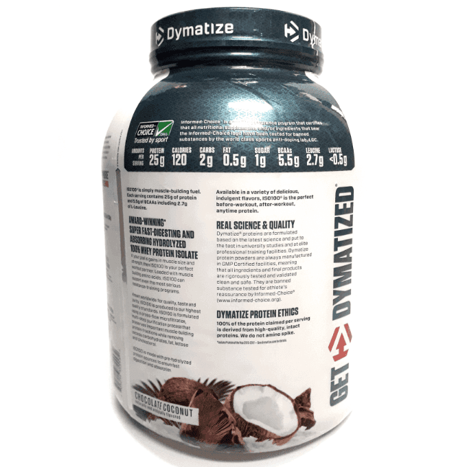 Proteina Iso 100 Dymatize Chocolate Coco  5 Lbs Zero Carbs