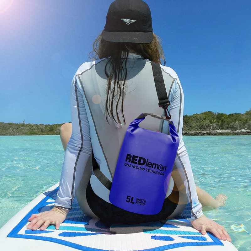 Redlemon Ocean Bag: Bolsa Impermeable Portátil Enrollable, Ligera y Resistente, Deportiva, Ideal para Kayak, Canotaje, Senderismo, Campamento y Playa. Capacidad 5 Litros