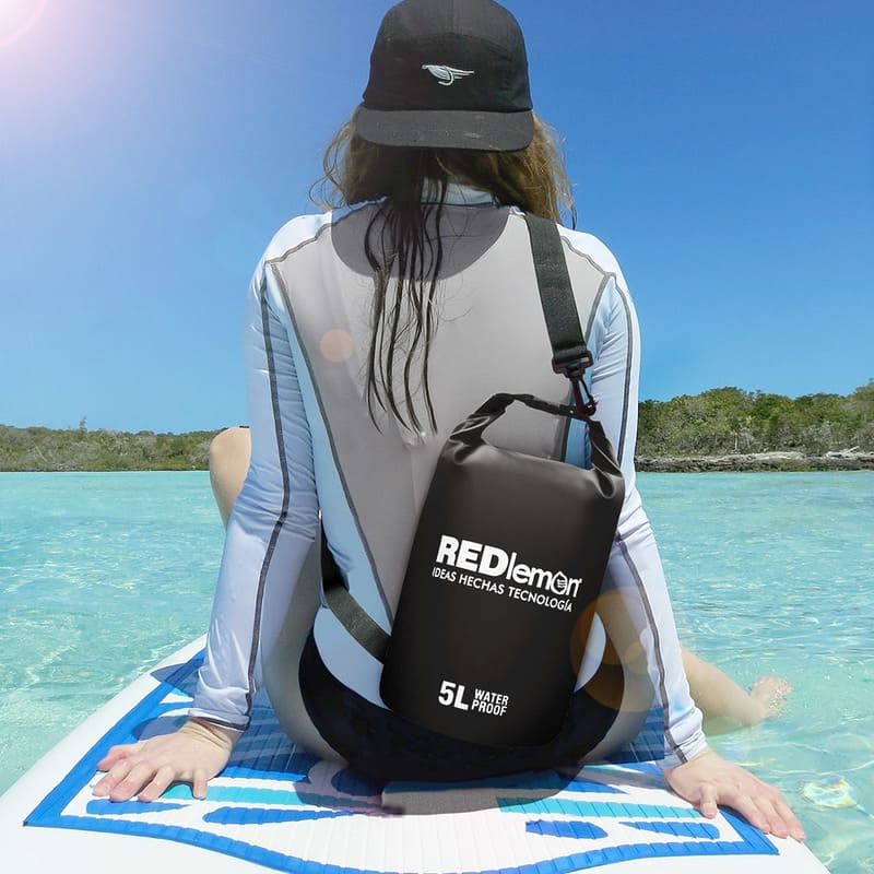 Redlemon Ocean Bag: Bolsa Impermeable Portátil Enrollable, Ligera y Resistente, Deportiva, Ideal para Kayak, Canotaje, Senderismo, Campamento y Playa. Capacidad 5 Litros