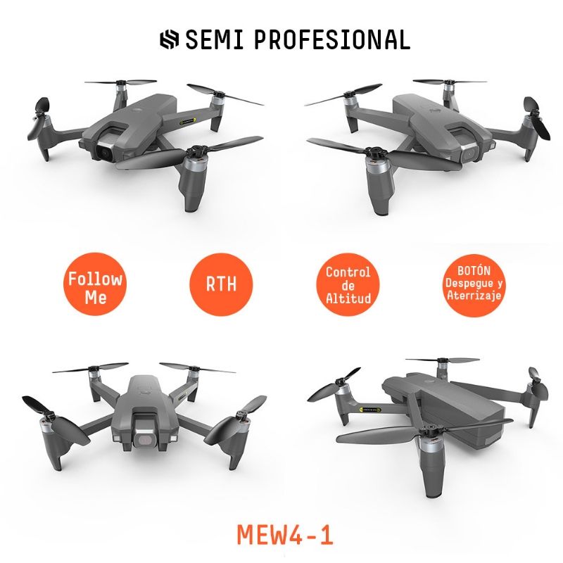Drone Semi Profesional MEW4-1 Plegable con Cámara 2K 180º Velocidad 40km/h Wifi de 5Ghz BINDEN